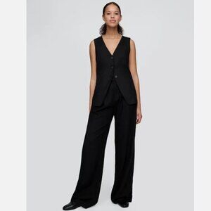 GAP 365 High-Rise Linen Rayon Trouser Pants 4P Black Size 4 PETITE #713998 RT$90